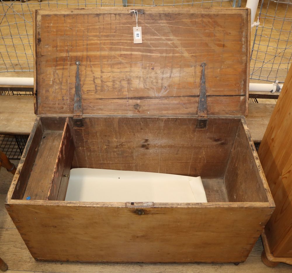 A 19th century pine chest, W.92cm D.46cm H.48cm